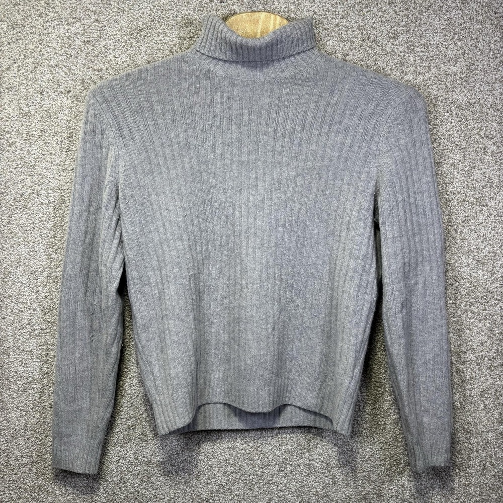 Suitsupply Sweater Mens Large Gray Wool Alpaca Turtleneck Ribbed Knit Pullover